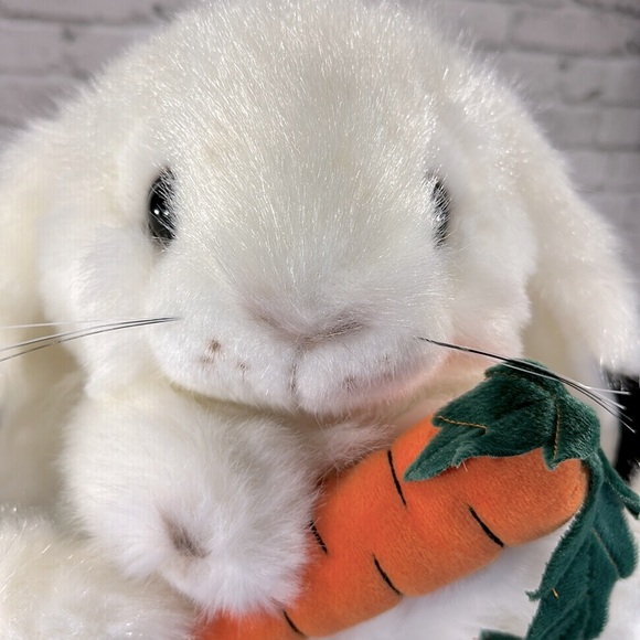 White Floppy Eared Bunny Rabbit Holding a Carrot Plush Stuffed Animal 🌟EUC🌟 - Picture 2 of 10